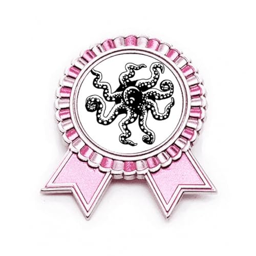 Broche poulpe noire Marine Life en métal rose taille moyenne