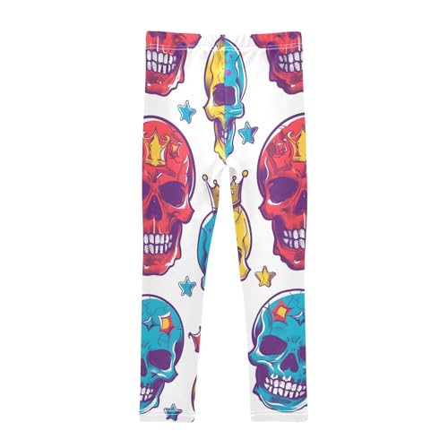 Bolaz Toddler Girls Leggings Printed Yoga Pants Leggings Yellow Blue Green Purple Skulls for Kids2
