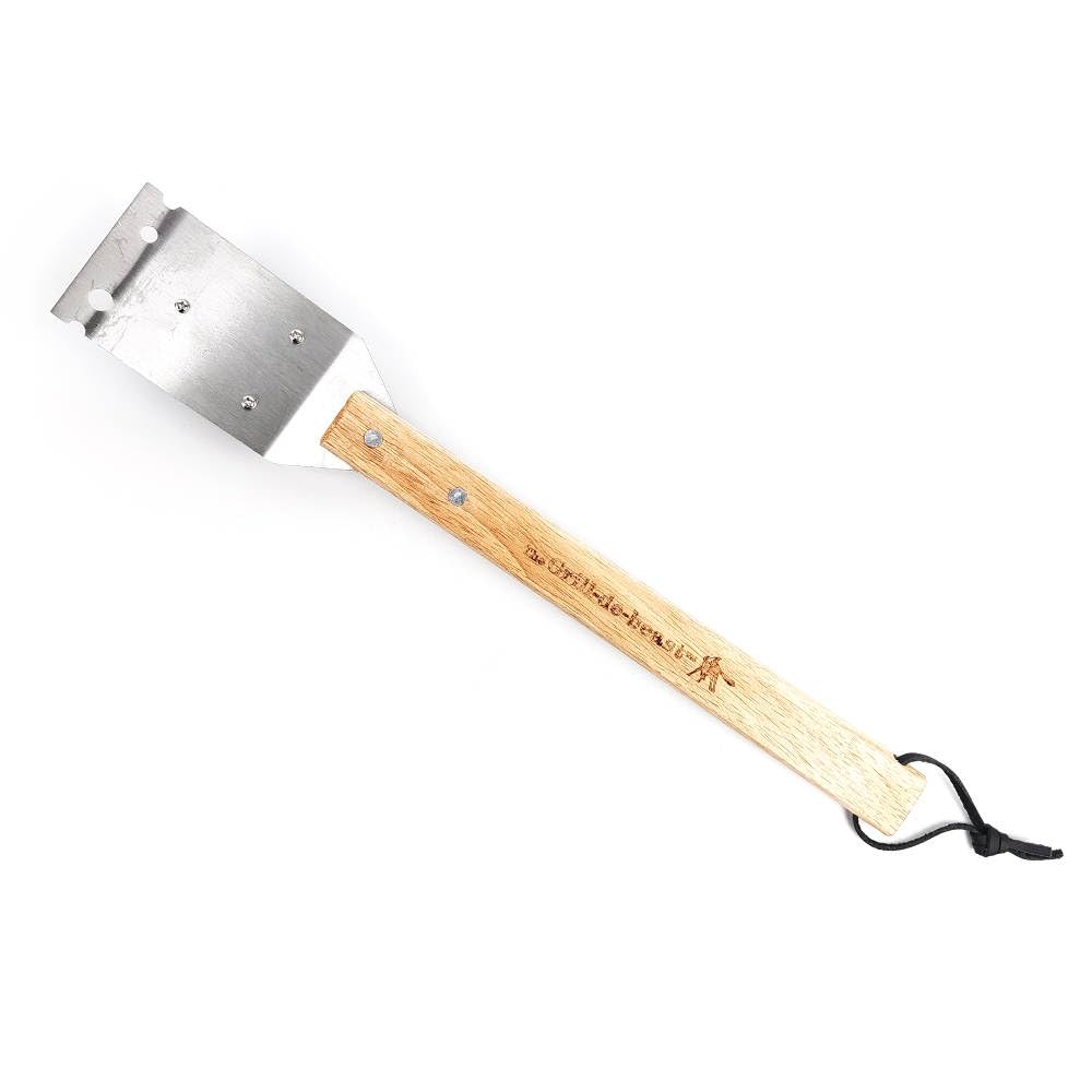 Grill-de-Beast Stainless Steel Grill Brush & Scraper with Engraved Wood Handle – Perfect for Cleaning Any Grill! Keep Your Grill Clean and Ready with the Grill-de-beast Grill Brush and Scraper!
