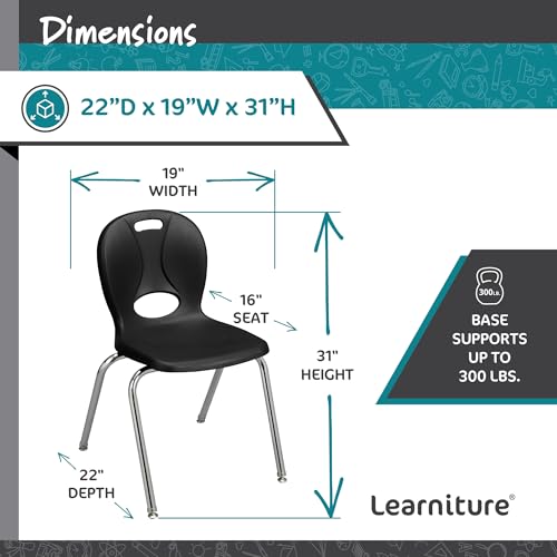 Image of Learniture LNT-118-CSW-BK Learniture Structure Series Stackable School Chairs for Classroom, 18 inch Seat Height, Black, Pack of 4