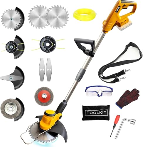 Cordless Weed Wacker for Dewalt 20V Battery, 4 in 1 Weed Eater Battery Powered, 1300W Lightweight Cordless Weed Wacker, Brush Cutter for Lawn, Yard and Bush Trimming (No Battery)