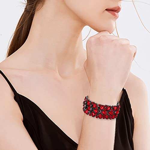 EVER FAITH Art Deco Jewelry for Prom Round Austrian Crystal 3 Layer Teardrop Stretch Bracelet for Women2