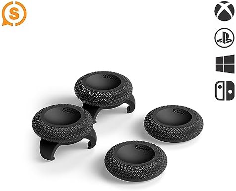 SCUF Control Thumbstick Grips – 4 Pack with 2 Bases – Catalyst – Joystick Thumb Grips For Xbox One and Xbox Series X & S, PS4, PS5, Nintendo Switch Pro Controller – Black