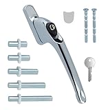 FixRello Universal Inline uPVC Window Handle – Lockable, Ambidextrous, Multi-Spindle – Chrome (1 Pack)