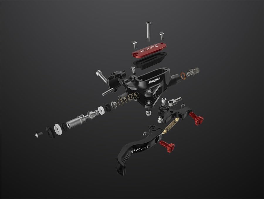 Hope EVO GR4 4-Piston Hydraulic Disc Brake & Lever Set - Left Hand, Post Mount, Braided Hose, Black, High-Performance Gravity & E-Bike Brake System