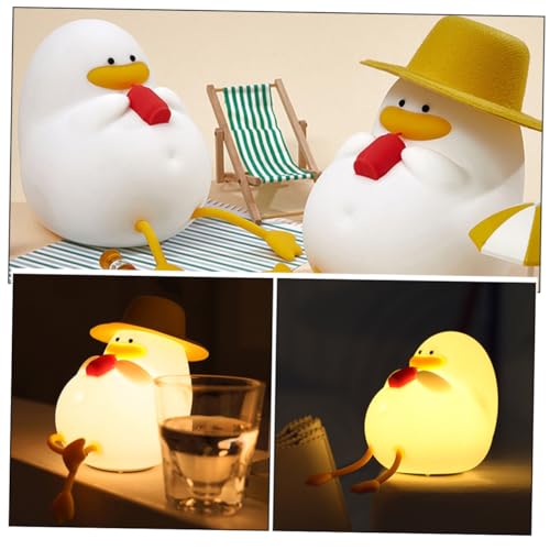Lámpara de noche de silicona forma pato luz tocable recargable miniatura 3