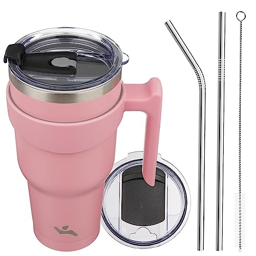 Image of Konokyo 40 oz Tumbler with Handle and Straw, Insulated Travel Mug