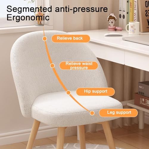 Swivel Vanity Chair with Backrest - Modern Makeup Chair, Leisure Seating, Sturdy Solid Wood Design, Versatile for Home, Salon & Office Use (White)