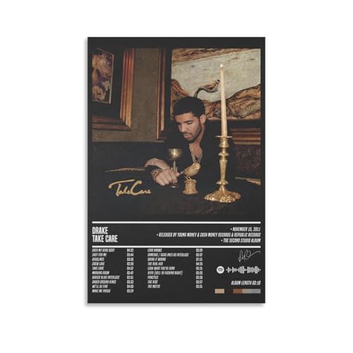 ZANLIART Drake Take Care Album Cover Canvas Print Music Poster for Room Aesthetic Unframe:16x24inch(40x60cm)