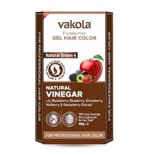 Image of Natural Brown 20 Minutes Gel Hair Color, Fruitberries Extracted - 100% Grey Coverage, No Skin Stain- 500ML Developer and 500ML Colorant, Pack of 1
