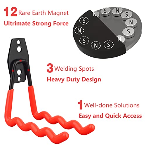 Mutuactor 2Packs Large Capability Heavy Duty Magnetic Hooks,Strong Magnet Hooks Storage Hooks For Hanging Power Tools Powerful Magnetic Hooks For Grill Utensils Tools Impact Drivers And Power Tools #TOP3