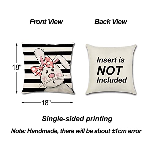 Gaonini Easter Pillow Covers 18X18 Set Of 4, Easter Pillows Decorative Throw Pillows, Stripe Bunny Truck Eggs Welcome Peeps Hello Easter Pillow Cases Easter Decorations For The Home Couch #TOP1