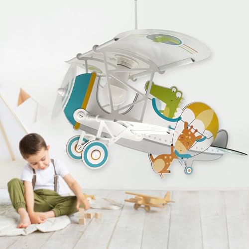 Lámpara de techo infantil que brilla en la oscuridad Dalber Avión Cocodrilo E27 4