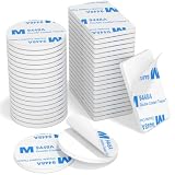 KLIKRO Adhesivo Doble Cara Extrafuerte | 40 Piezas Cinta de Doble Cara | Pads Adhesivos Impermeables | Cinta Doble Cara Sin Taladrar para Hogar, Oficina, Escuela, DIY–Rectangular/Round,Blanco