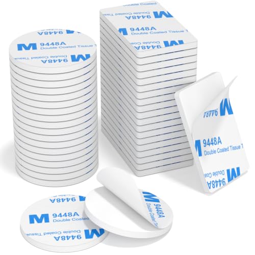 KLIKRO Adhesivo Doble Cara Extrafuerte | 40 Piezas Cinta de Doble Cara | Pads Adhesivos Impermeables | Cinta Doble Cara Sin Taladrar para Hogar, Oficina, Escuela, DIY–Rectangular/Round,Blanco