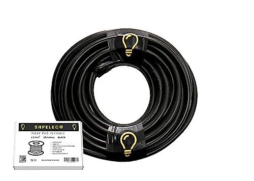 SHPELEC® Flexible Black Cable 3183Y | 1.5mm 3 Core | BASEC Approved PVC for LED Lighting | Multiple Length Options (10 Metres)