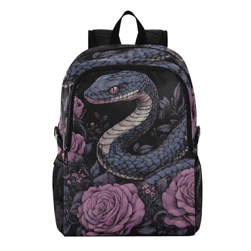 AIXIWAWA Lightweight Hiking Backpack Floral and Snake Print, Foldable Waterproof Daypack for Camping Travel
