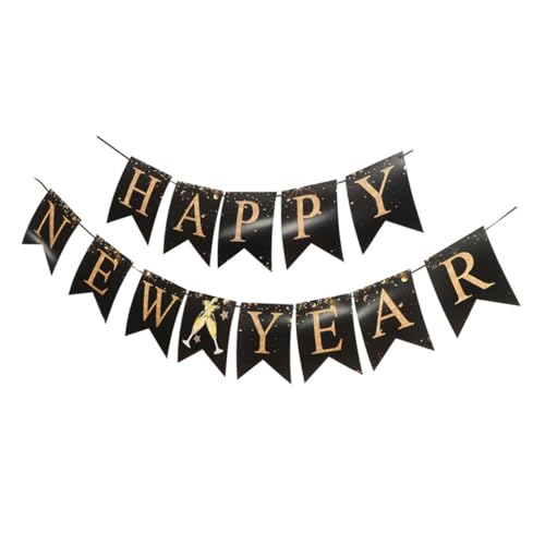 Hohopeti 2024 New Year Party Accessories Happy New Year Bunting Flag 20x16cm Delicate Hanging Decorations