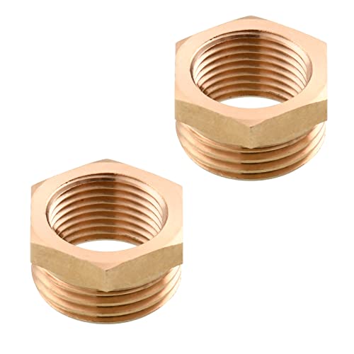 Tecmolog Lot de 2 adaptateurs filetés en laiton IG 3/8 vers AG 1/2 pour tuyau de raccordement, SBA025-2 Cover