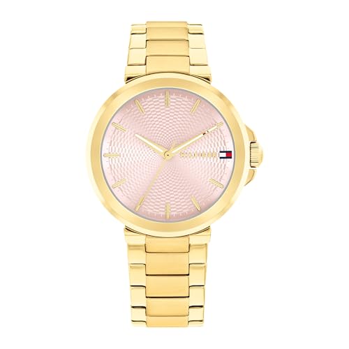 Tommy Hilfiger Montre à Mouvement à Quartz Trois Aiguilles pour Femme avec Bracelet en Acier Inoxydable de Couleur Dorée - 1782779