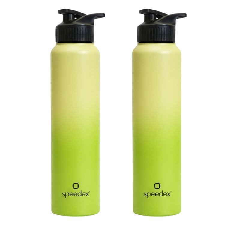 Image of Speedex Stainless Steel Metal Water Bottle 1 Ltr 1000 ml, BIS Approved, Leak Proof Sipper Cap Bottle for Office, School, Gym, Travel, Daily Use for Men, Women, Kids, Adults, Lime Green, Set of 2