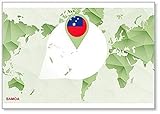 Aimant puissant au dos. Aimant de réfrigérateur carte du monde avec illustration de la carte de Samoa