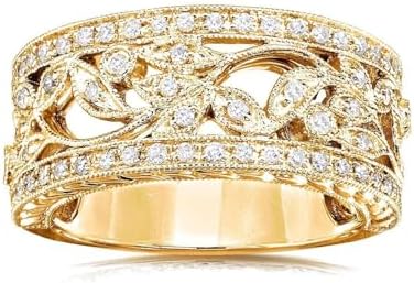 Kobelli Vintage Style Diamond Fashion Floral Band 1/4 CTW in 14K Yellow Gold