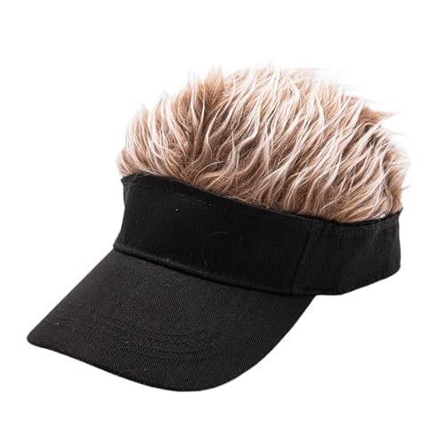 JISADER Novità visiera con berretto per capelli con parrucca con visiera cappello da baseball regolabile, Capelli neri con cappuccio