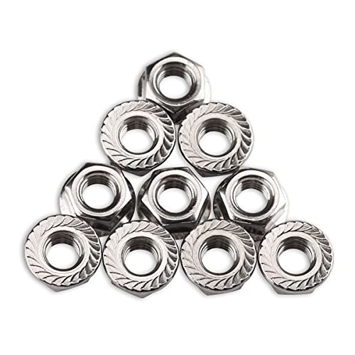 M8-1.25 Self Locking Flange Nut - Serrated Lock Nuts 304 Stainless Steel Serrated Bearing Surface 30PCS