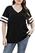 CARROTMOB Womens Plus Size Tops Summer Short Sleeve Casual Loose Tunic V Neck Tee T Shirts Black 4X