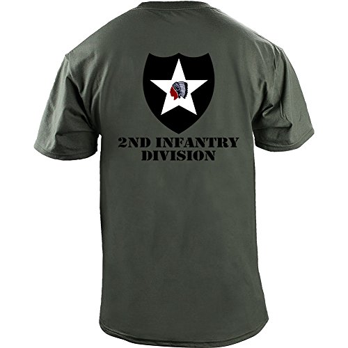 Army 2nd Infantry Division Full Color Veteran T-Shirt (L, Green)