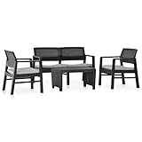 Festnight Garten-Lounge-Set mit Auflagen 4-TLG. Kunststoff Anthrazit Garnitur Gartenset Sitzgarnitur Gartensofa Anthrazit