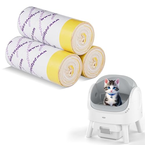 60 Count Litter Box Liners Bags,Compatible with Autoscooper 11 Open-Top Automatic Self-Cleaning Cat Litter Robot Box,3 Rolls Drawstring Trash Bags,23.62 x 11.81 Inches?3 Packs/60 Counts?