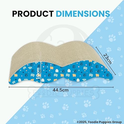 Image of Foodie Puppies 2-in-1 Reversible Cat Scratcher Pad with Catnip for Cats & Kittens, (Moustache 44.5 x 23 x 10 cm) | Corrugated Cat Scratching for Furniture Protection, Play & Rest (Design May Vary)