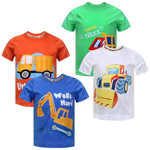 Image of DEEKEY Toddler Boys Shirts Short-Sleeve Little Kids t Shirts Boys' Tops, Tees & Shirts Graphic TEE Age for 2-7 Years 4-Pack