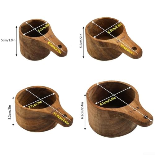 Cucharas medidoras de madera para café y repostería pack de 4 piezas apilables 5