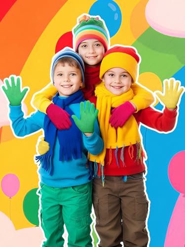 Image of EBOOT 3 Pairs Winter Kids Gloves Warm