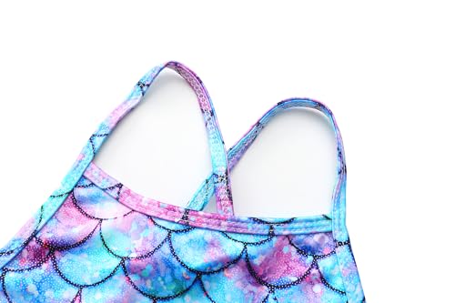 Image of iLover Girls Sparkle One Piece Swimsuits Crossback Swimwear Beach Bathing Suit with Adjustable Strap 4-10 Years