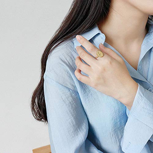 Oidims Virgin Mary 18K Gold Finish 925 Sterling Silver Statement Band Rings For Women Girls Stackable Plate Knuckle Dainty Best Friend Mid Finger Faith Lady Of Guadalupe Religious Gifts Jewelry #6.5 #TOP3