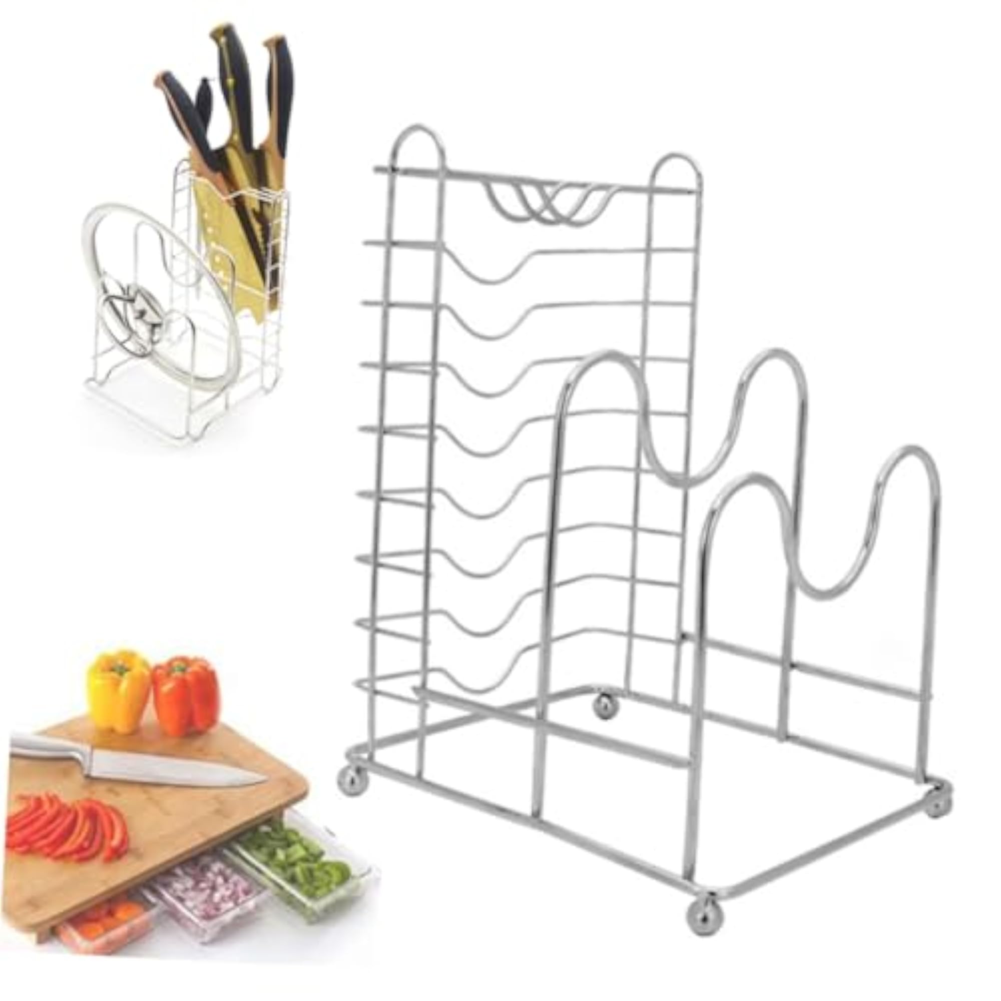 Stainless Steel Cutting Board Rack and Knife Holder for Kitchen