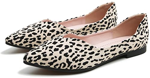 INEELUYI Leopard Print Flats Shoes for Women Pointed Toe Slip On Flat Ballet Shoes Dress Shoes2