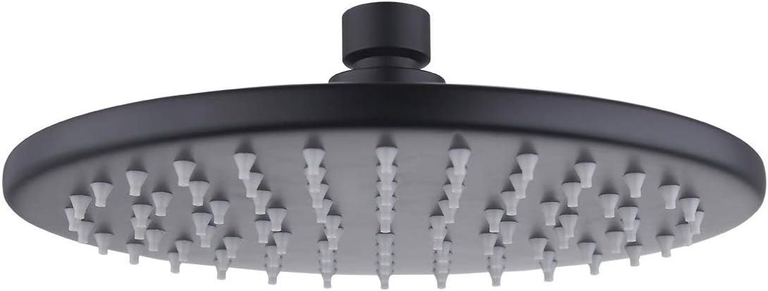 KES Rain Shower Head 8-Inch with Swivel Ball Joint Rainfall Shower System Contemporary Style SUS304 Stainless Steel Black, J203S8-BK
