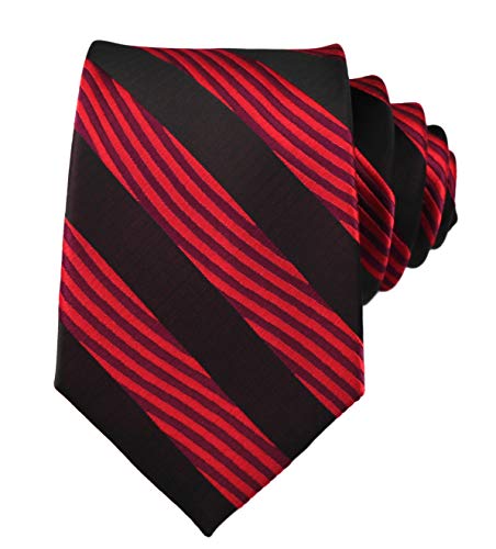 Striped Black and Red Jacquard Woven Gift Ties for Men Formal Graduation Necktie