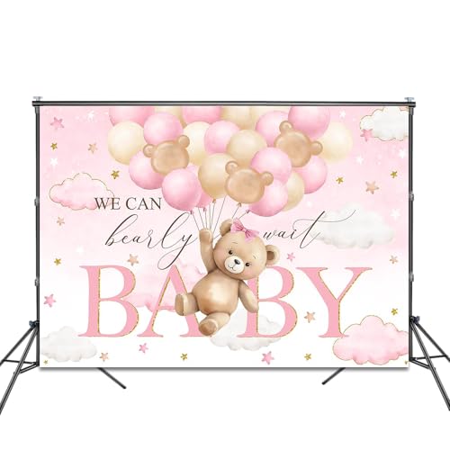 Fondo para Baby Shower Tema Oso Rosa 240x180 cm miniatura 2