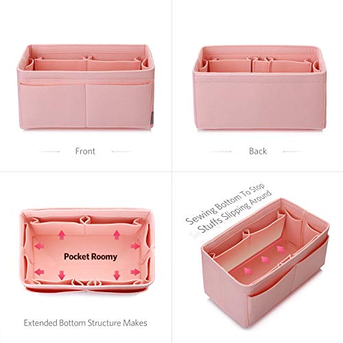Image of Felt Purse Organizer, Bag in Bag Organizer For Tote & Handbag, Speedy, Neverfull, Medium Large Extra Large (Large, Brush Pink)