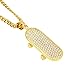 Collares con colgantes de patineta de color dorado, diamantes de imitación con helados completos, joyería deportiva de acero inoxidable para hombres, envío directo