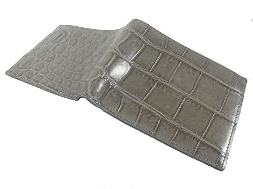 Genuine Crocodile Alligator Belly Skin Leather Soft & Slim Bifold Wallet Luxury ([B1] - 6 Card Slots + 2 ID Windows + 2 Compartments for Bills, Tarpaulin Grey)4