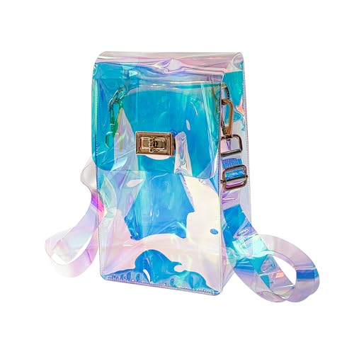 Image of Holographic Clear Bag Stadium Approved - Iridescent Jelly Crossbody PVC Purse with Strap for Women | Holographic