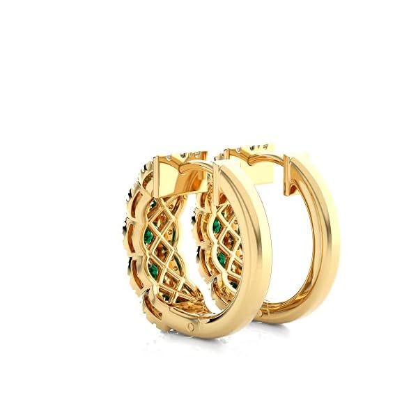 3/8 Carat Diamond and Gemstone Hoop Earrings for Women in 14k Gold (F-G, SI2-I1, cttw) with Hinge and Notched Post by Privosa Fine Jewelry - Image 5
