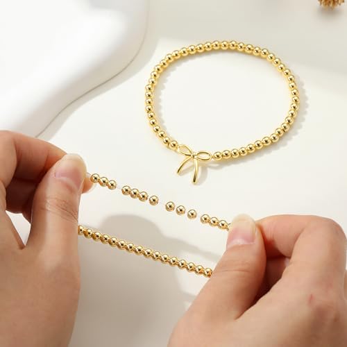 M MOOHAM Gold Beaded Bracelet for Women, 14K Gold Plated Bracelet Stack - image 7